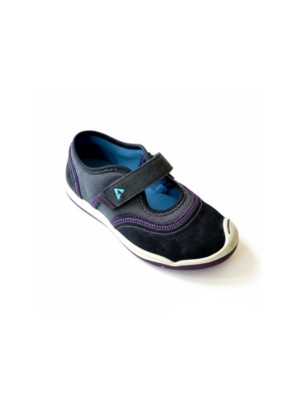 PLAE Emme Maryjane Shoe Sneaker Girls Mary Jane Gray Suade Purple Velcro Strap